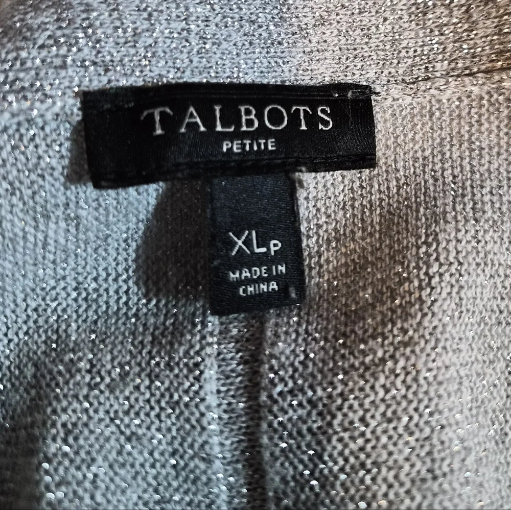 Talbots Petite Silver Metallic Shimmer Knit Top - Size XLP - Picture 2 of 9